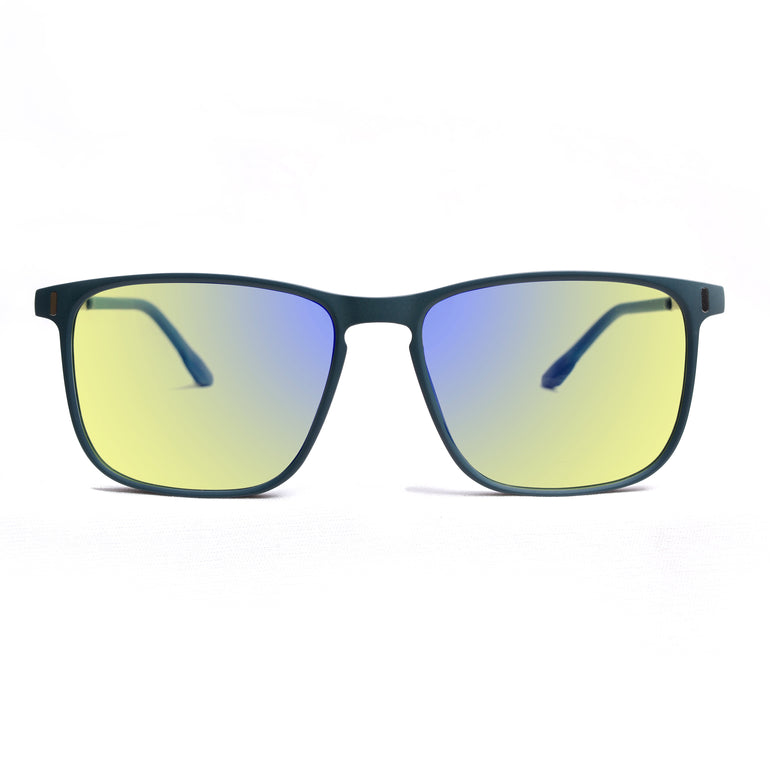 Sleepaxa Elegan Matte Slate Blue Yellow Tinted Blue Block Gaming Glasses For Gaming & Computer