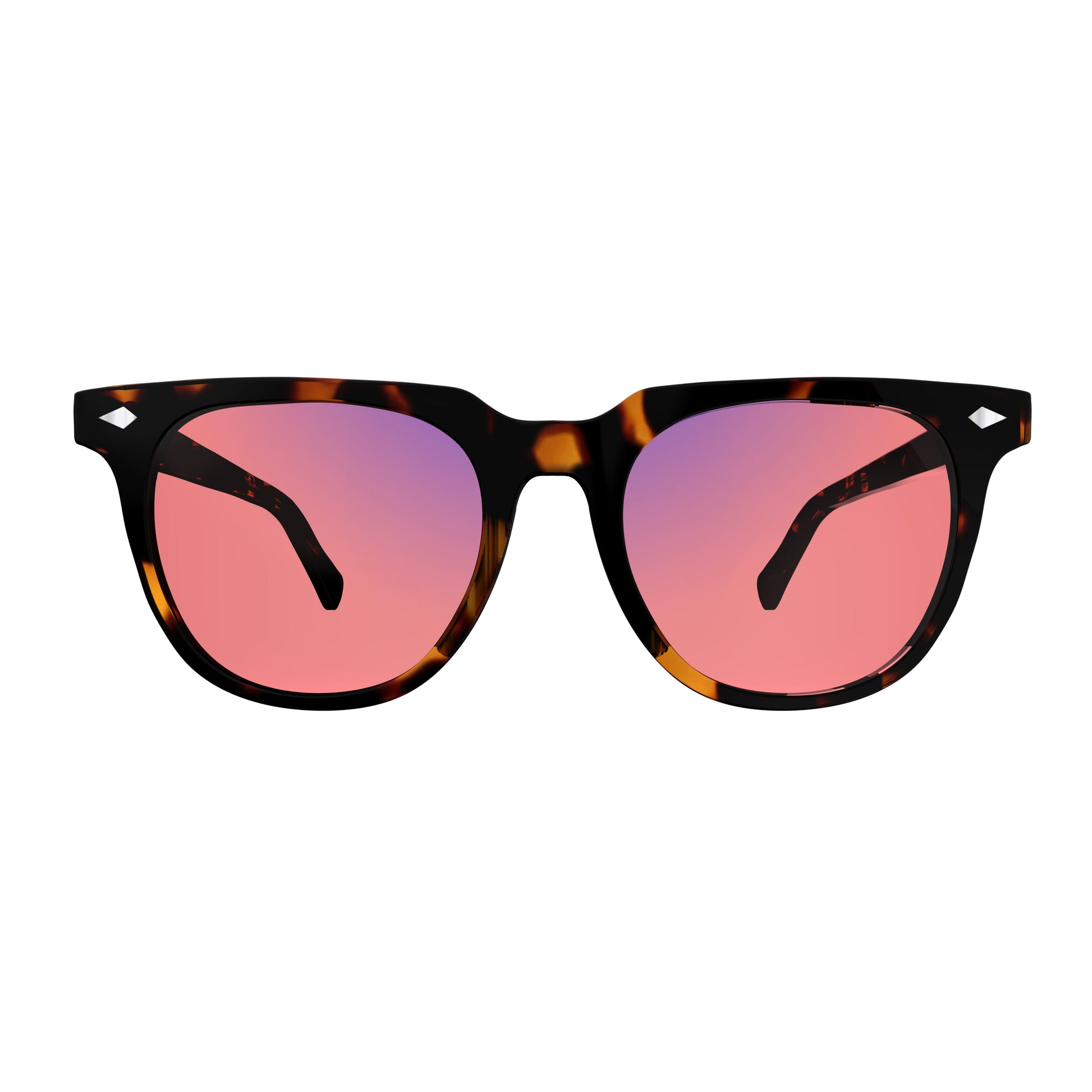 Front view of Sleepaxa Elixir FL-41 Migraine Glasses with Tiger Printed Brown frame, Acetate temples, and rose-tinted lenses with blue block and blue anti reflection properties , designed with smooth high-quality acetate frame material for Migraine & Light Sensitivity